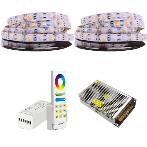KIT Banda LED RGBCCT 5in1 5050 60led/m , controler cu telecomanda FUT045A, Sursa de alimentare 10A 10 metri - hsmartro